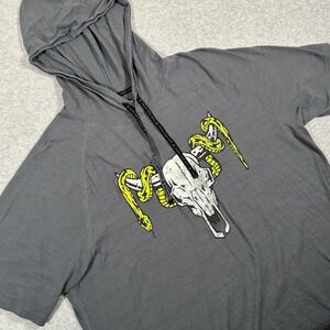 Under Armour Project Rock Short Sleeve Hoodie Mens XL Gray Charged Cotton Skull